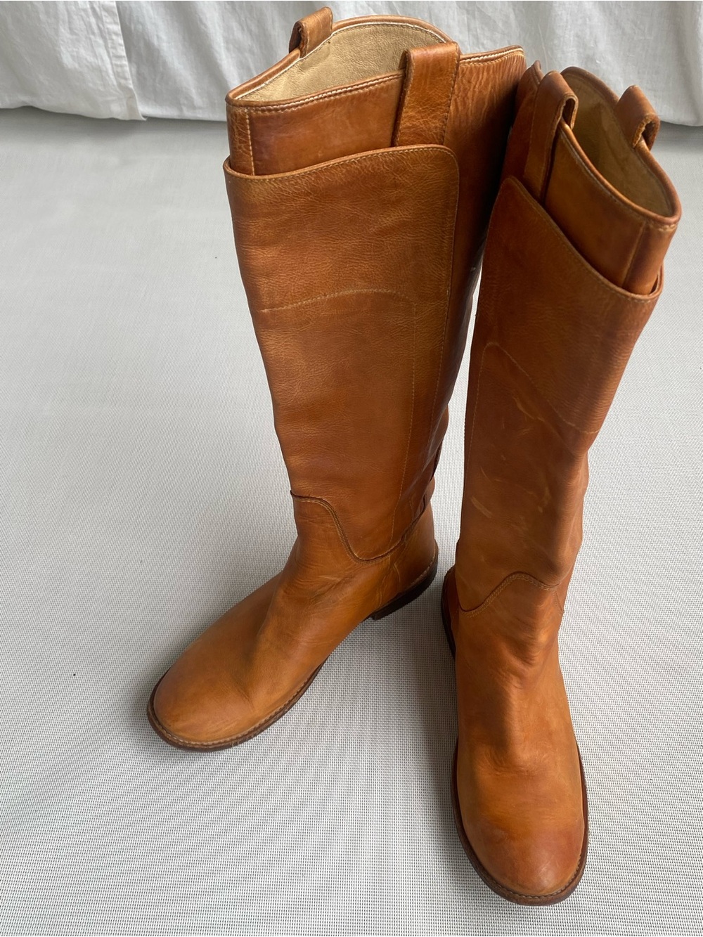 Frye Tall Leather Riding Boots Cognac Brown 6 1/2 Classic Equestrian - Picture 5 of 14